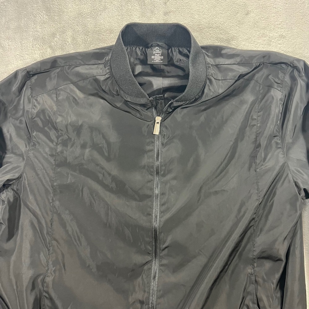 TRUE CLASSIC Bomber Jacket Mens XL‎ Black Lightweight Full Zip Solid